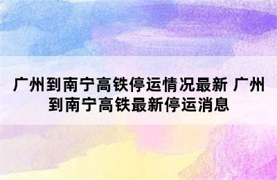 广州到南宁高铁停运情况最新 广州到南宁高铁最新停运消息